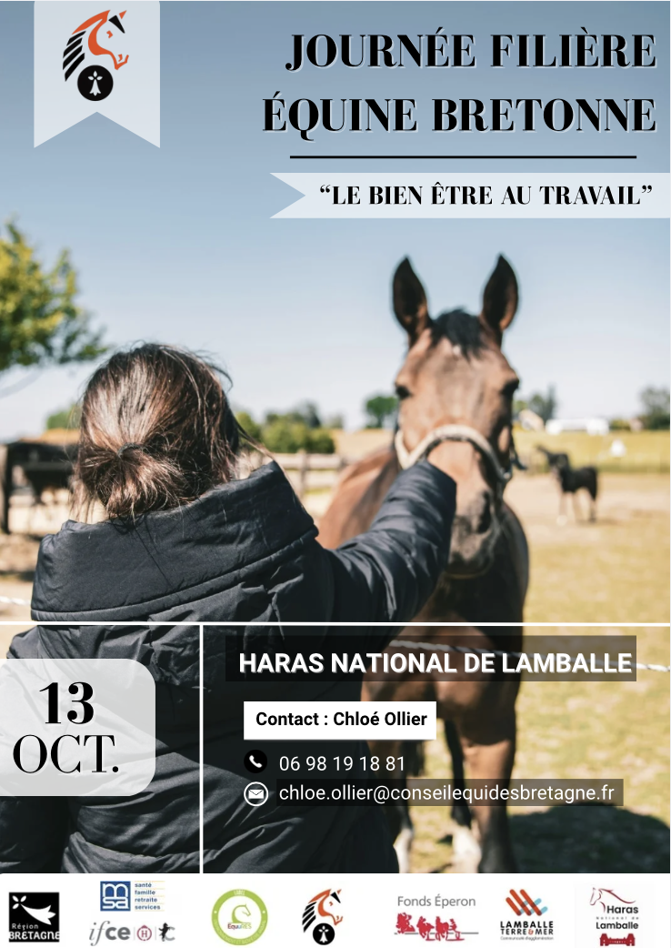 13 octobre à Lamballe : Journée Filière Équine Bretonne 2026 : le bien-être au travail au cœur des échanges