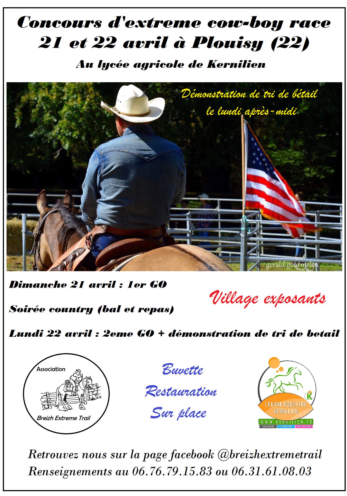 Concours d'extreme cow-boy race 21 et 22 avril à Plouisy